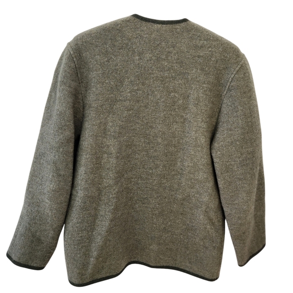 BURGFRIED Vintage Austrian Boiled Wool Cardigan  Green/Olive Embroidery  Size 38 - Picture 4 of 13